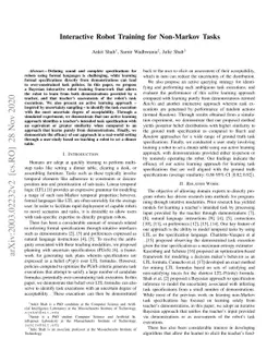 Interactive Robot Training for Non-Markov Tasks