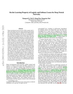 On the Learning Property of Logistic and Softmax Losses for Deep Neural
  Networks