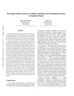 The Impact of Hole Geometry on Relative Robustness of In-Painting
  Networks: An Empirical Study