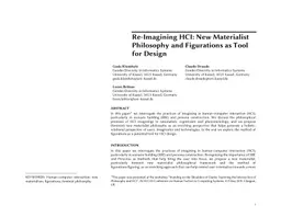 Re-Imagining HCI: New Materialist Philosophy and Figurations as Tool for
  Design