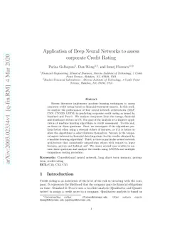 Application of Deep Neural Networks to assess corporate Credit Rating