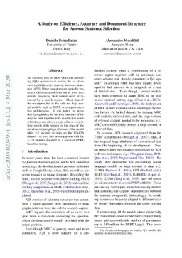 A Study on Efficiency, Accuracy and Document Structure for Answer
  Sentence Selection