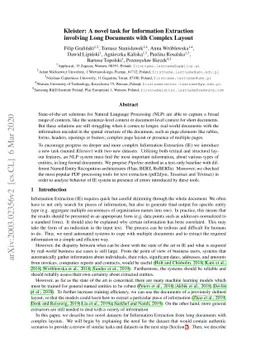 Kleister: A novel task for Information Extraction involving Long
  Documents with Complex Layout