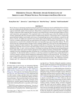 Ordering Chaos: Memory-Aware Scheduling of Irregularly Wired Neural
  Networks for Edge Devices