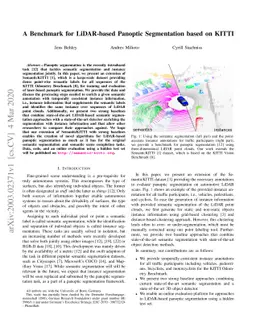 A Benchmark for LiDAR-based Panoptic Segmentation based on KITTI