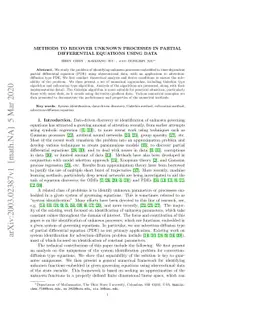 Methods to Recover Unknown Processes in Partial Differential Equations
  Using Data