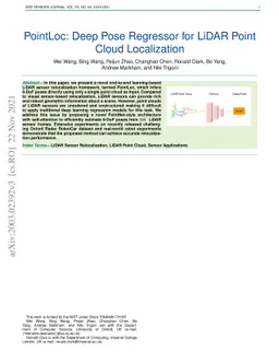 PointLoc: Deep Pose Regressor for LiDAR Point Cloud Localization