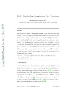 LAQP: Learning-based Approximate Query Processing