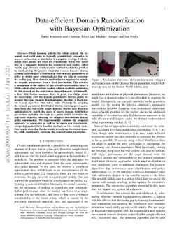 Data-efficient Domain Randomization with Bayesian Optimization