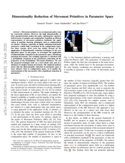 Dimensionality Reduction of Movement Primitives in Parameter Space
