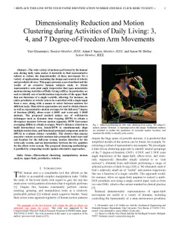 Dimensionality Reduction and Motion Clustering during Activities of
  Daily Living: 3, 4, and 7 Degree-of-Freedom Arm Movements