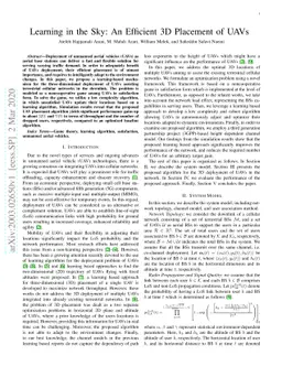 Learning in the Sky: An Efficient 3D Placement of UAVs