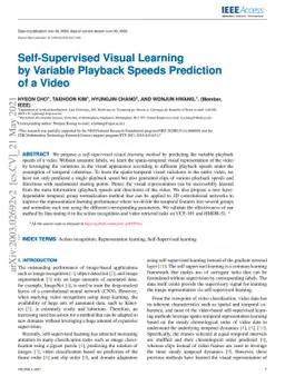 Self-Supervised Visual Learning by Variable Playback Speeds Prediction
  of a Video