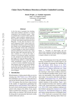 Claim Check-Worthiness Detection as Positive Unlabelled Learning