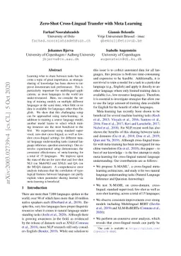 Zero-Shot Cross-Lingual Transfer with Meta Learning