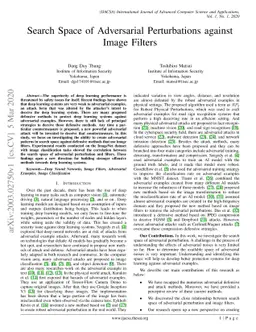 Search Space of Adversarial Perturbations against Image Filters