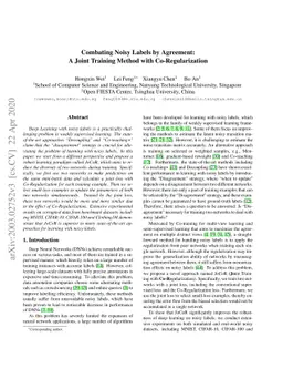 Combating noisy labels by agreement: A joint training method with
  co-regularization