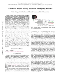Event-Based Angular Velocity Regression with Spiking Networks