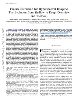 Feature Extraction for Hyperspectral Imagery: The Evolution from Shallow
  to Deep (Overview and Toolbox)
