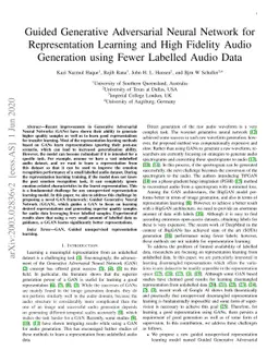 Guided Generative Adversarial Neural Network for Representation Learning
  and High Fidelity Audio Generation using Fewer Labelled Audio Data