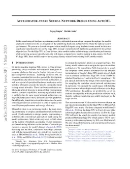 Accelerator-aware Neural Network Design using AutoML