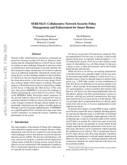 SERENIoT: Collaborative Network Security Policy Management and
  Enforcement for Smart Homes