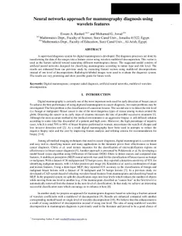 Neural networks approach for mammography diagnosis using wavelets
  features