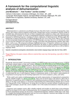 A Framework for the Computational Linguistic Analysis of Dehumanization