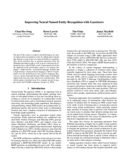 Improving Neural Named Entity Recognition with Gazetteers