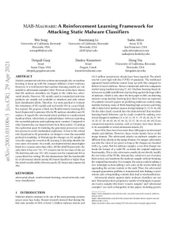 MAB-Malware: A Reinforcement Learning Framework for Attacking Static
  Malware Classifiers