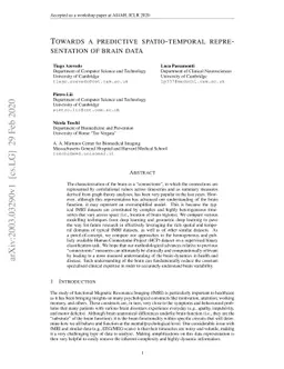 Towards a predictive spatio-temporal representation of brain data