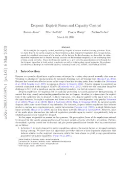 Dropout: Explicit Forms and Capacity Control