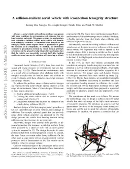 A collision-resilient aerial vehicle with icosahedron tensegrity
  structure