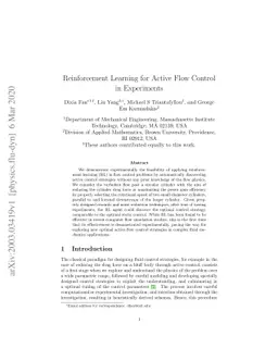 Reinforcement Learning for Active Flow Control in Experiments
