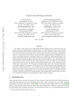 Contextual Blocking Bandits