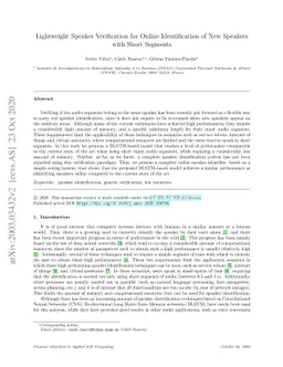 Lightweight Speaker Verification for Online Identification of New
  Speakers with Short Segments