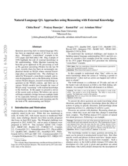Natural Language QA Approaches using Reasoning with External Knowledge
