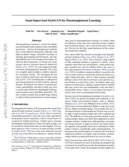 Semi-Supervised StyleGAN for Disentanglement Learning