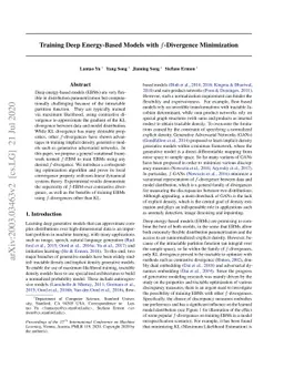 Training Deep Energy-Based Models with f-Divergence Minimization
