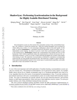 ShadowSync: Performing Synchronization in the Background for Highly
  Scalable Distributed Training