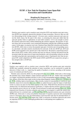 ECSP: A New Task for Emotion-Cause Span-Pair Extraction and
  Classification