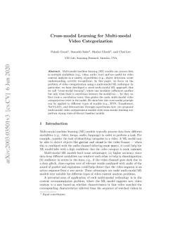 Cross-modal Learning for Multi-modal Video Categorization