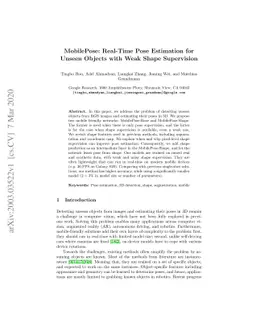 MobilePose: Real-Time Pose Estimation for Unseen Objects with Weak Shape
  Supervision