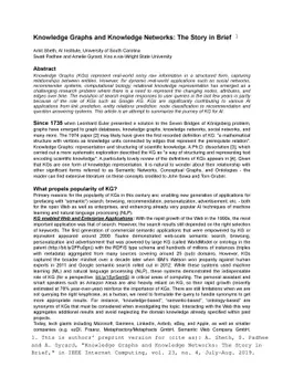 Knowledge Graphs and Knowledge Networks: The Story in Brief