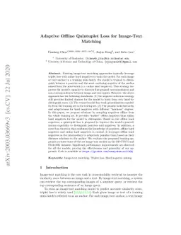 Adaptive Offline Quintuplet Loss for Image-Text Matching