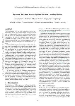 Dynamic Backdoor Attacks Against Machine Learning Models