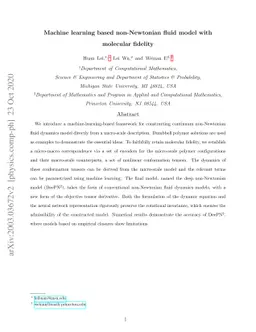 Machine learning based non-Newtonian fluid model with molecular fidelity