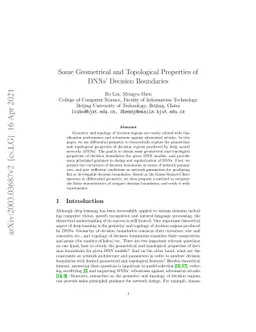 Some Geometrical and Topological Properties of DNNs' Decision Boundaries