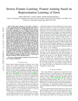 Inverse Feature Learning: Feature learning based on Representation
  Learning of Error