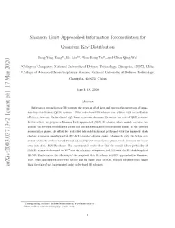 Shannon-Limit Approached Information Reconciliation for Quantum Key
  Distribution